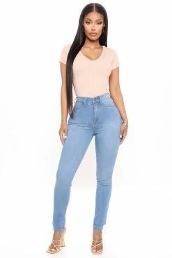 Fashion Nova Classic Beauty Booty Lifter Skinny Jeans - Light Blue Wash