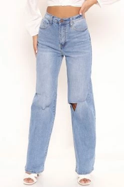 Fashion Nova Baggy Jeans Not Your Girl Ripped Jeans - Medium Blue Wash