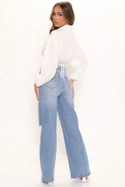 Fashion Nova Baggy Jeans Not Your Girl Ripped Jeans - Medium Blue Wash