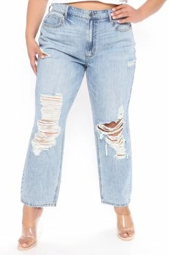 Fashion Nova Sunday Brunch 90's Distressed Boyfriend Jeans - Medium Blue Wash