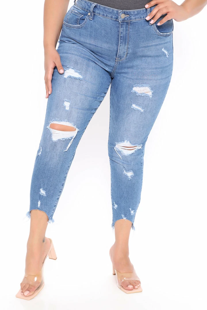 Fashion Nova Something About You Ankle Jeans - Medium Blue Wash Skinny Jeans
