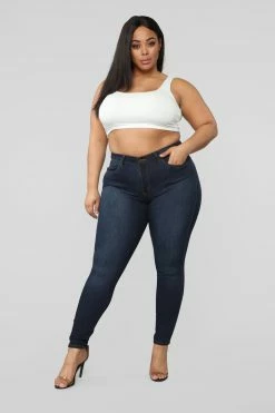 Fashion Nova Classic Mid Rise Skinny Jeans - Dark Denim
