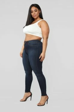 Fashion Nova Classic Mid Rise Skinny Jeans - Dark Denim