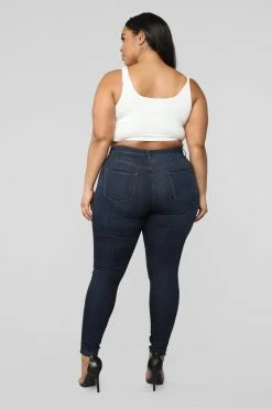 Fashion Nova Classic Mid Rise Skinny Jeans - Dark Denim