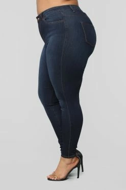 Fashion Nova Classic Mid Rise Skinny Jeans - Dark Denim