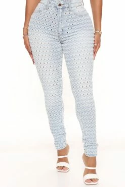 Fashion Nova About The Feels Stretch Skinny Jeans - Light Blue Wash