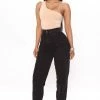 Fashion Nova Callin A Coo Jogger Jeans - Black Mom Jeans