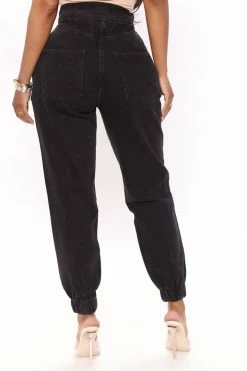 Fashion Nova Callin A Coo Jogger Jeans - Black Mom Jeans
