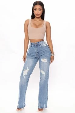 Fashion Nova Dear Diary Straight Leg Jeans - Medium Wash