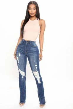 Fashion Nova Killing'Em Kindly High Rise Jeans - Dark Wash Straight Leg Jeans