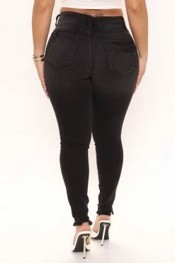 Fashion Nova Here We Go Again Distressed Skinny Jeans - Black