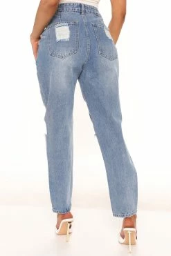 Fashion Nova Crossover Mom Jeans - Medium Blue Wash