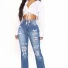 Fashion Nova Only One High Rise Straight Leg Jeans - Medium Blue Wash