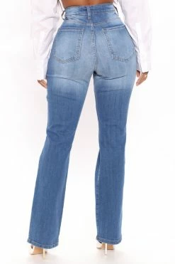 Fashion Nova Only One High Rise Straight Leg Jeans - Medium Blue Wash