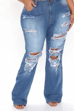 Fashion Nova Only One High Rise Straight Leg Jeans - Medium Blue Wash