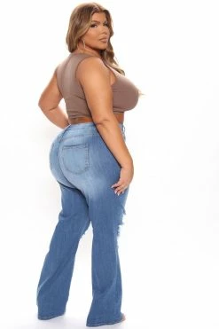 Fashion Nova Only One High Rise Straight Leg Jeans - Medium Blue Wash