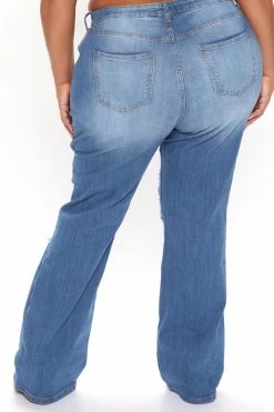 Fashion Nova Only One High Rise Straight Leg Jeans - Medium Blue Wash