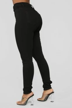 Fashion Nova Classic Button Up Skinny Jeans - Black