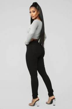 Fashion Nova Classic Button Up Skinny Jeans - Black