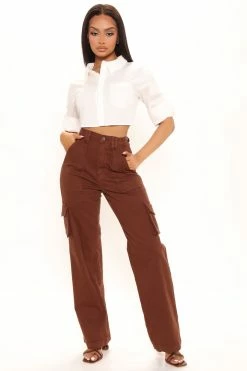 Fashion Nova Smooth Talker Cargo Boyfriend Jeans - Chocolate