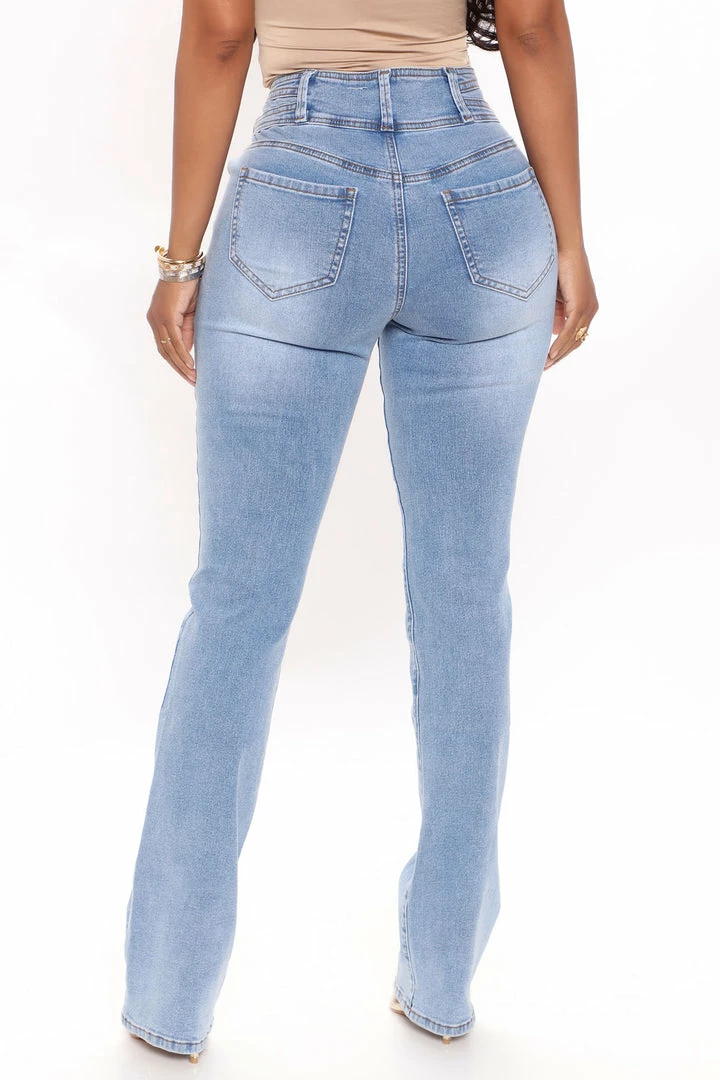 Best Pirce ⭐ Fashion Nova Exposed Double Button Bootcut 👖 Jeans - Light Blue Wash 😍 6 Fashion Nova Exposed Double Button Bootcut Jeans - Light Blue Wash