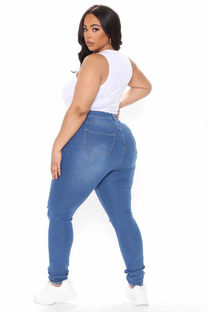 Fashion Nova Tall Distracted High Rise Jeans - Medium Blue Wash Skinny Jeans