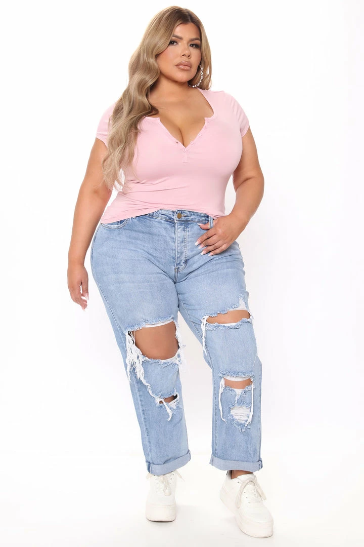 Fashion Nova So Over You Boyfriend Jeans - Light Blue Wash