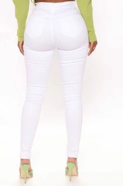 Fashion Nova Reality Check Ripped Skinny Jeans - White