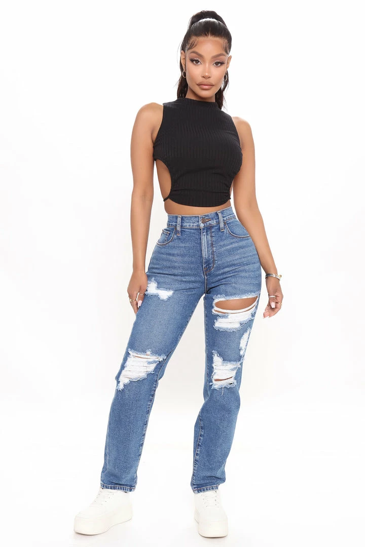 Promo ๐ Fashion Nova Because I Said So Destroyed Mom ๐ Jeans - Medium Blue Wash ๐ 3 Fashion Nova Because I Said So Destroyed Mom Jeans - Medium Blue Wash