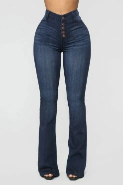 Fashion Nova All Flared Up Jean - Dark Denim