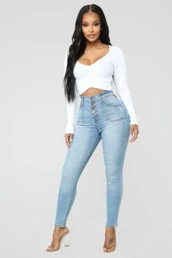 Fashion Nova Nequita High Rise Skinny Jeans - Light Blue Wash