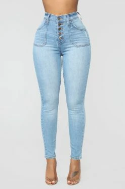 Fashion Nova Nequita High Rise Skinny Jeans - Light Blue Wash
