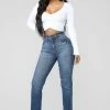 Fashion Nova Burning Love High Rise Mom Jeans - Medium Blue Wash