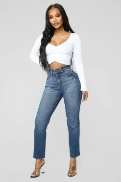 Fashion Nova Burning Love High Rise Mom Jeans - Medium Blue Wash