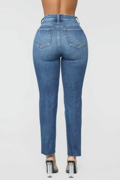 Fashion Nova Burning Love High Rise Mom Jeans - Medium Blue Wash