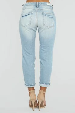 Fashion Nova Jeans Muggin Distressed Boyfriend Jeans - Light Blue Wash