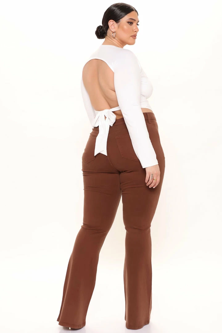 Fashion Nova Deep In My Soul Flare Jeans - Brown