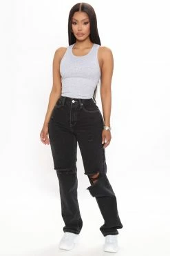 Fashion Nova Leave It To Me Straight Leg Jeans - Black