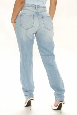 Best deal π Fashion Nova Classic Tapered Ripped Mom π Jeans - Light Blue Wash π 9 Fashion Nova Classic Tapered Ripped Mom Jeans - Light Blue Wash