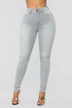 Fashion Nova Serving Curves High Rise Skinny Jeans - Grey