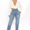Fashion Nova Super Mom High Rise Jeans - Medium Blue Wash