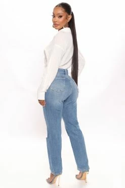 Fashion Nova Super Mom High Rise Jeans - Medium Blue Wash