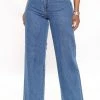 Fashion Nova Take Life By The Hand Wide Leg Jeans - Medium Blue Wash Mom Jeans