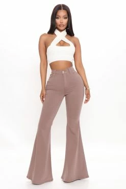 Fashion Nova Santorini Super Stretch Flare Jeans - Mocha