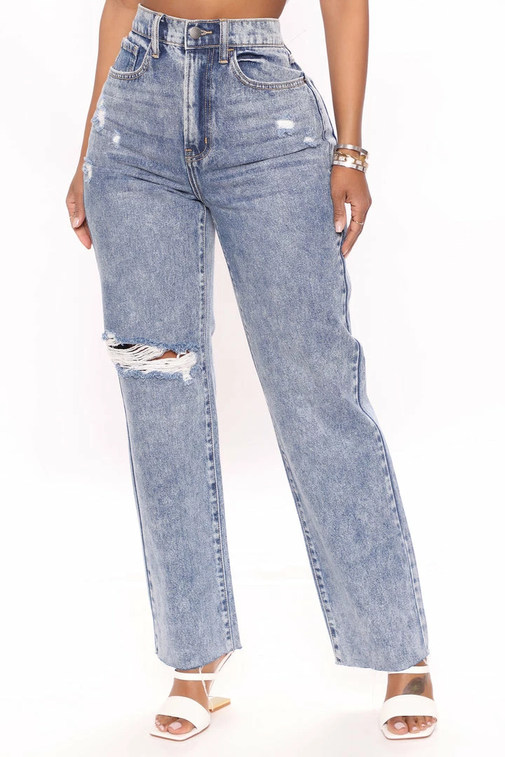 Coupon ⌛ Fashion Nova An Easy Choice Distressed Straight Leg 👖 Jeans - Medium Blue Wash 🔔 4 Fashion Nova An Easy Choice Distressed Straight Leg Jeans - Medium Blue Wash