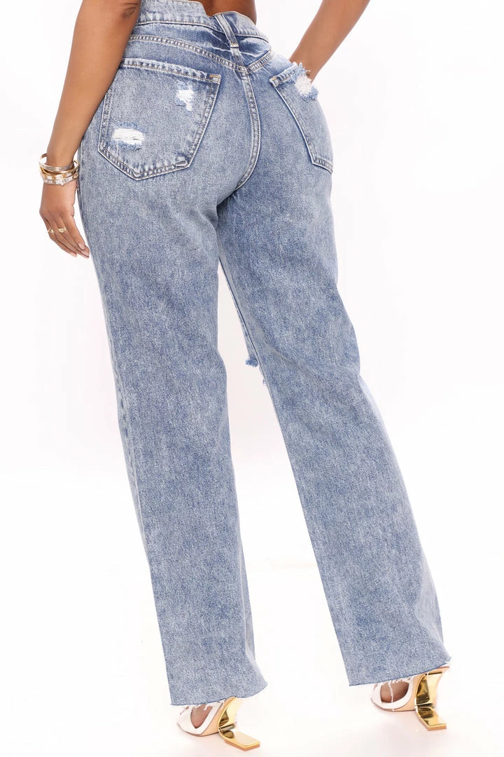 Coupon ⌛ Fashion Nova An Easy Choice Distressed Straight Leg 👖 Jeans - Medium Blue Wash 🔔 6 Fashion Nova An Easy Choice Distressed Straight Leg Jeans - Medium Blue Wash