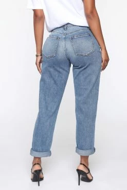 Fashion Nova Know It All Mid Rise Boyfriend Jeans - Medium Blue Wash