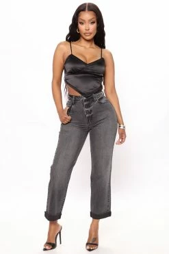 Fashion Nova Baby Girl High Rise Straight Leg Jeans - Black