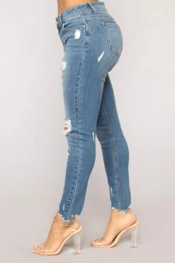 Fashion Nova Something About You Ankle Jeans - Medium Blue Wash Skinny Jeans