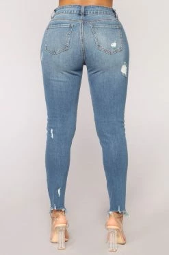 Fashion Nova Something About You Ankle Jeans - Medium Blue Wash Skinny Jeans